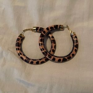 Chunky leopard hoops